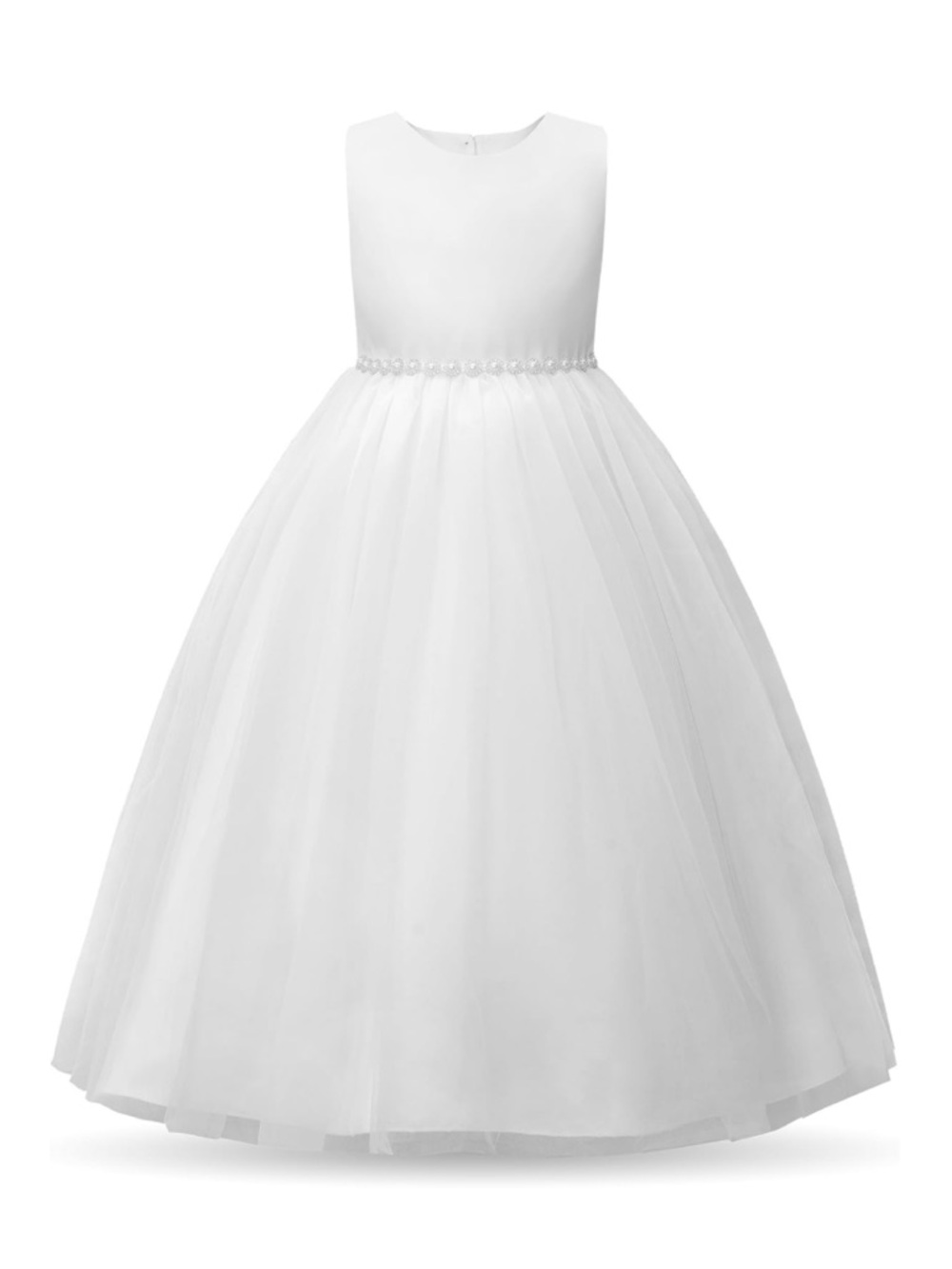 White Girls' Tulle Ball Gown Dress
